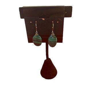 Vintage Marbled Marcasite Earrings.